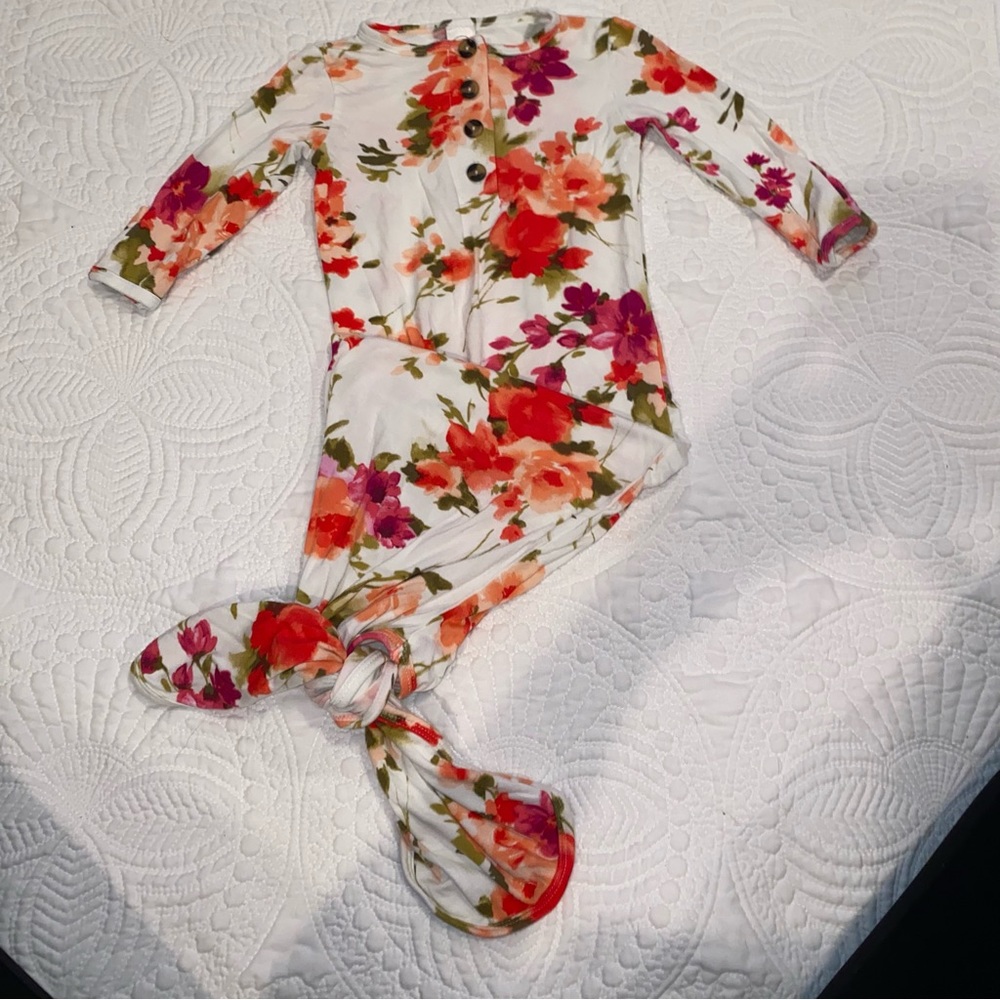 Lou Lou baby girls floral sleep sack with tie bottom